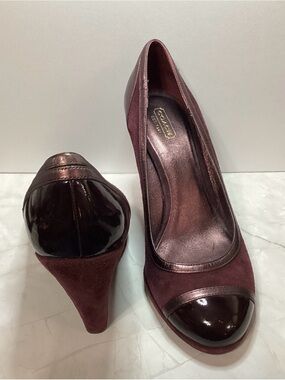 Coach Kerryann  Suede Pumps with Patent Cap Toe
